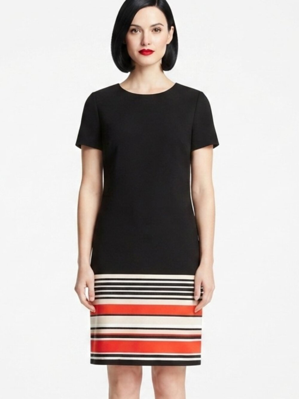 Calvin Klein Mini Dress Black Size Medium EuC Shirt Dress Zip Back Colorblock